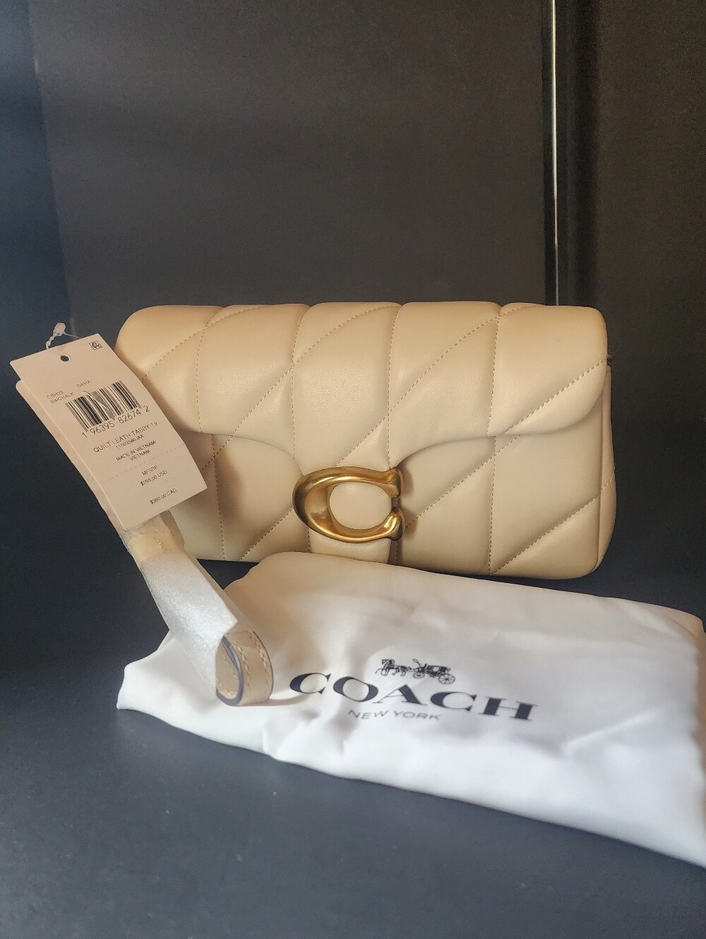 NWT Coach Quilted Tabby 19 In Chalk (Missing Chain Strap)